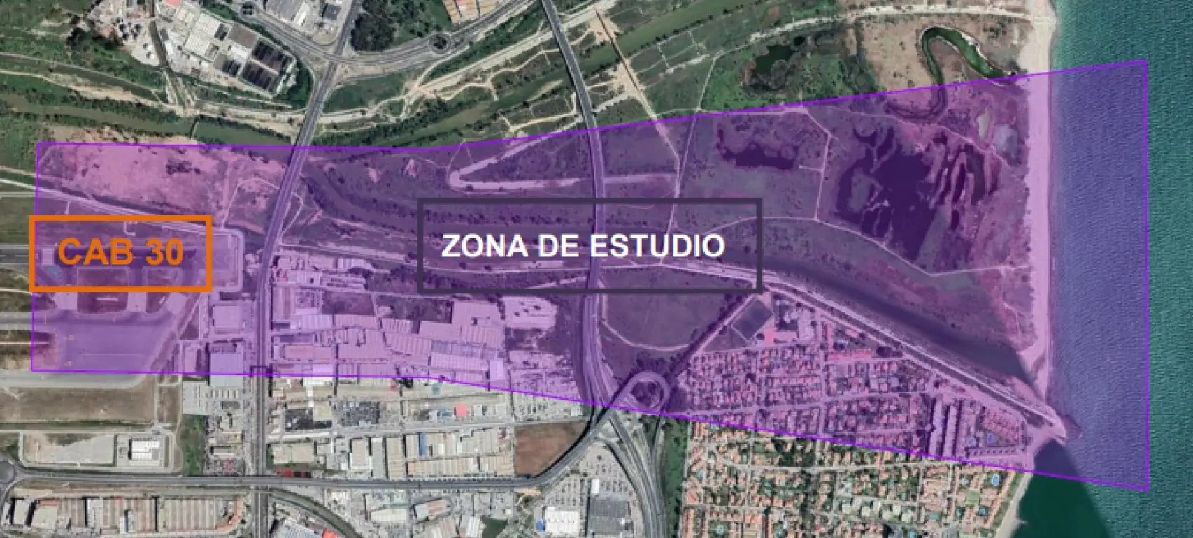 Zona de actuación prevista junto a la cabecera 30 del Aeropuerto de Málaga.