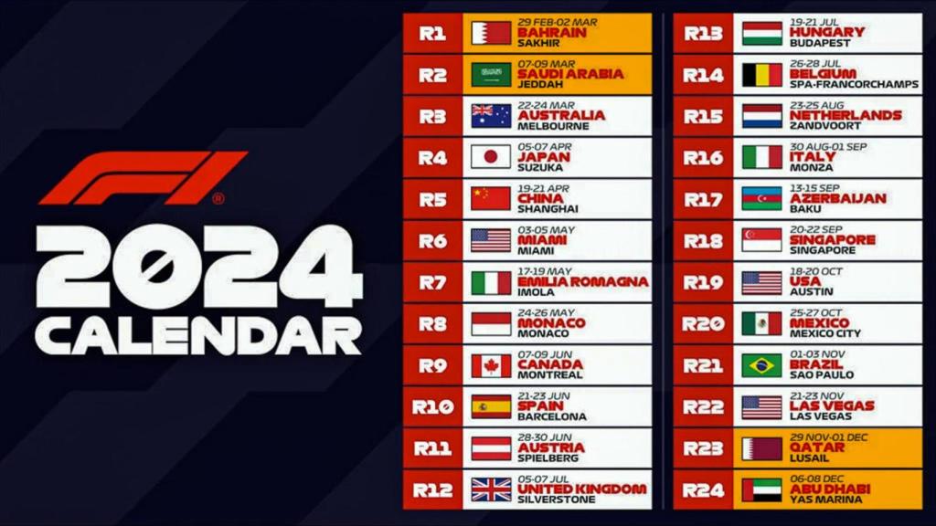 El calendario 2024 de la F1 protagonizado por los GPs en Oriente Medio