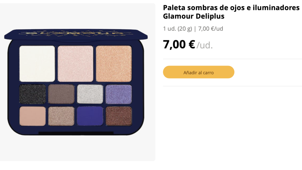 Paleta sombras de ojos e iluminadores Glamour.