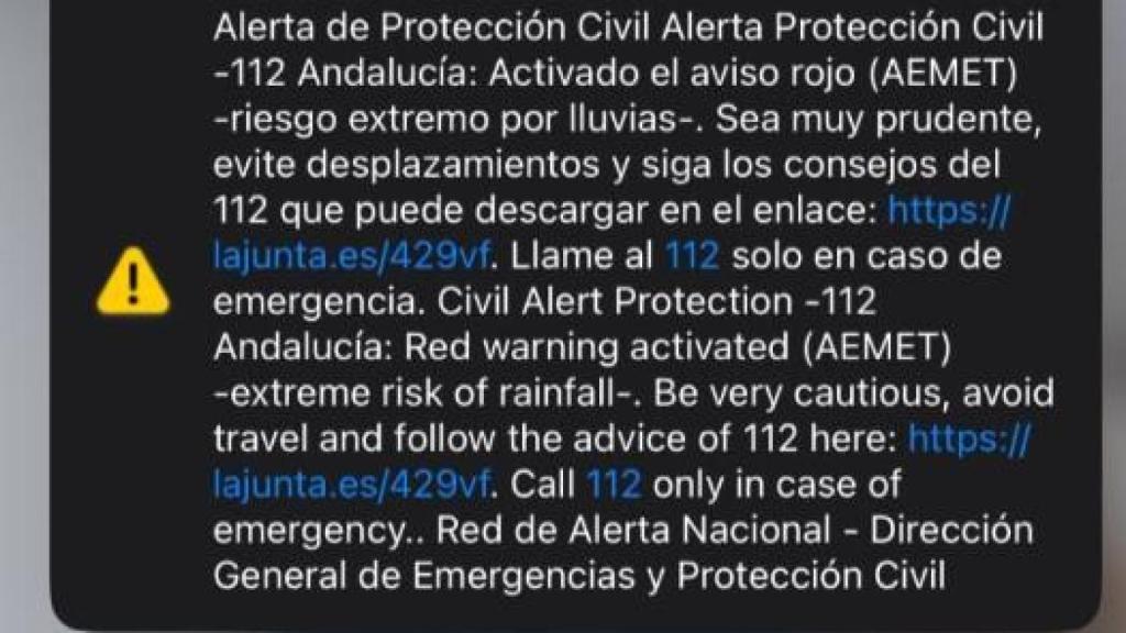 Aviso de alerta a los móviles.