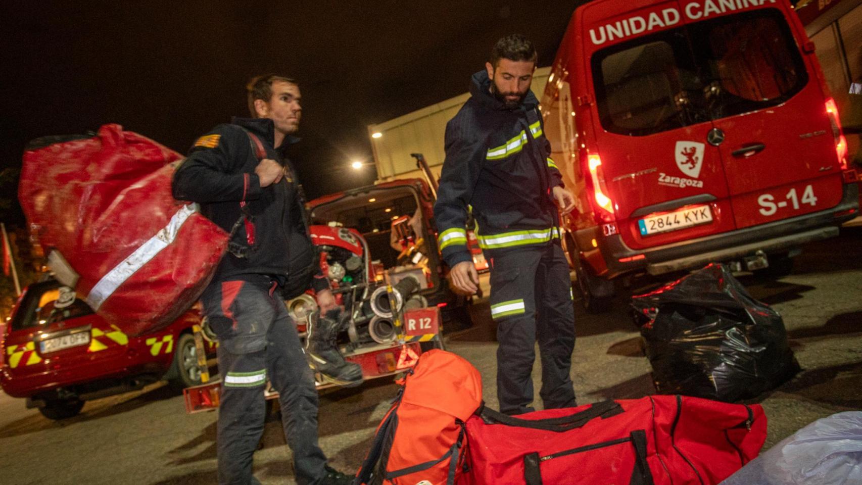 Los Bomberos de Zaragoza, a su regreso a casa.