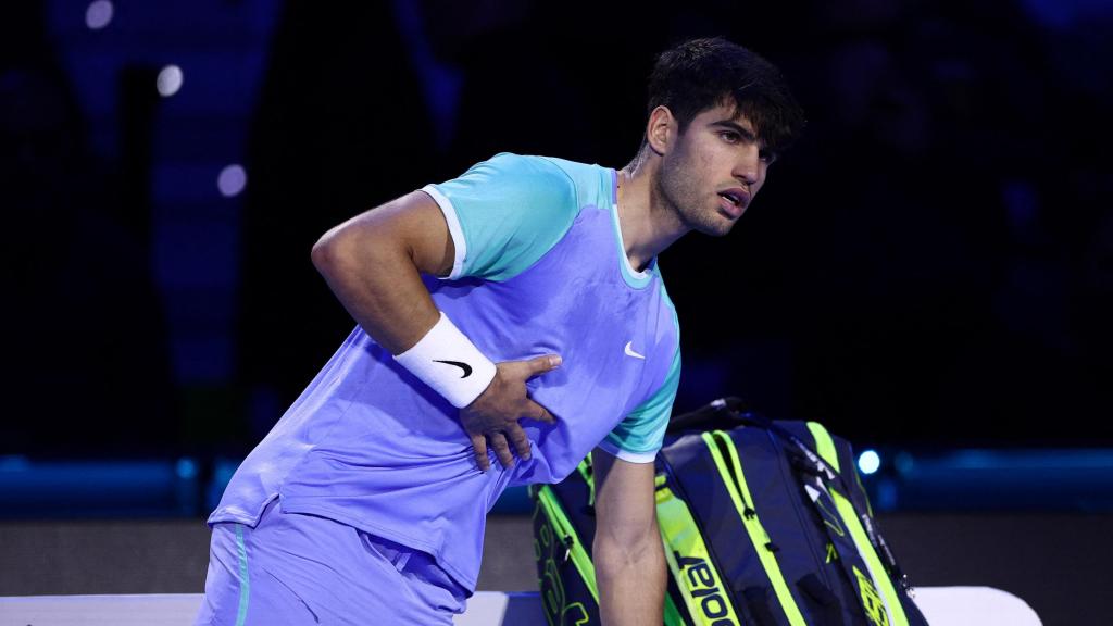 Carlos Alcaraz, durante su partido contra Ruud en las ATP Finals