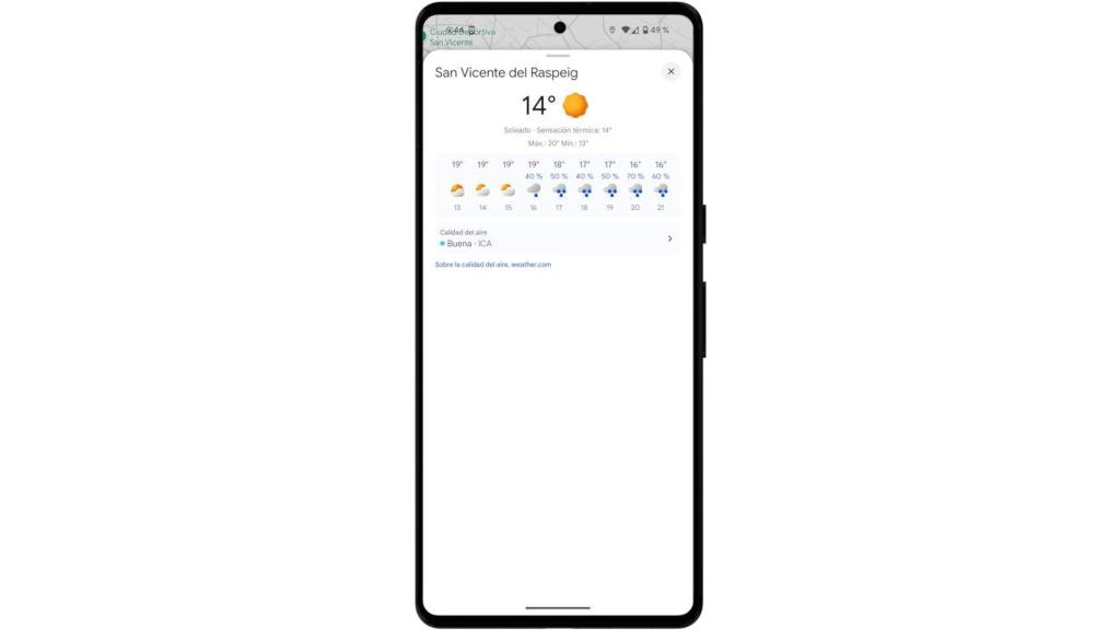 Previsión meteorológica en Google Maps
