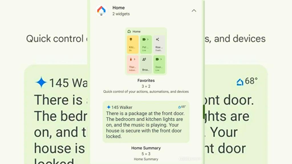 El widget de texto con IA de Google Home