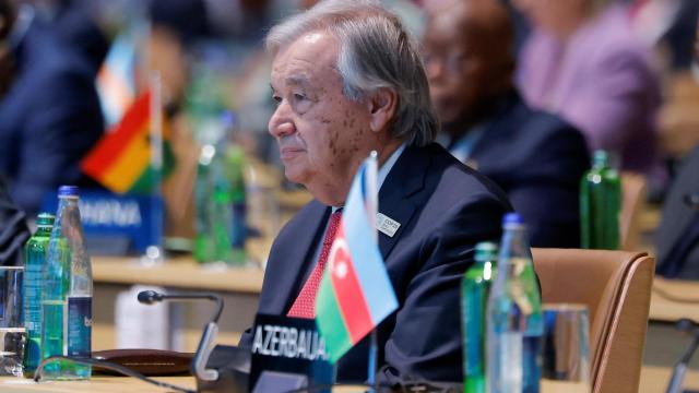 António Guterres durante la inauguración oficial de la cumbre del clima de Bakú.