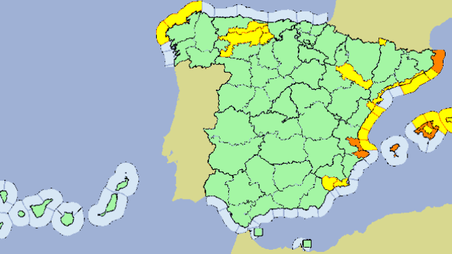 Mapa con alertas en España