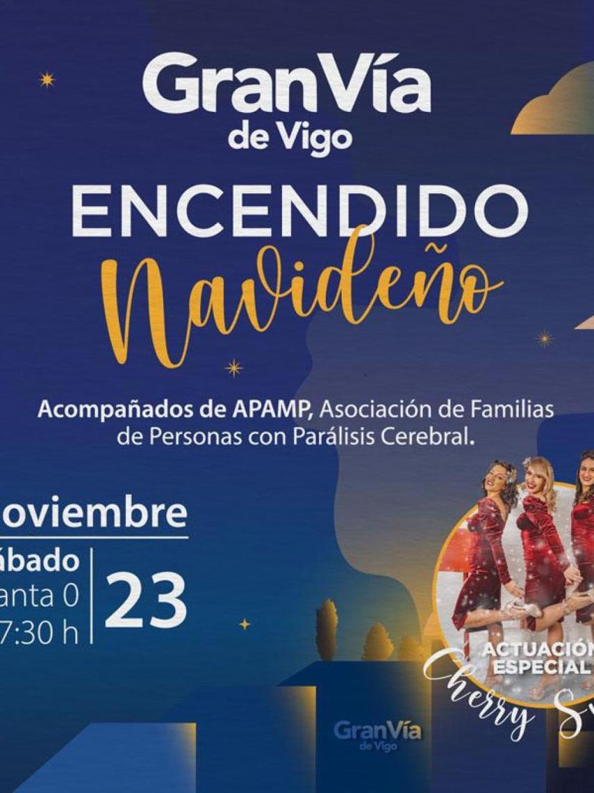 Cartel del encendido navideño del Centro Comercial Gran Vía de Vigo