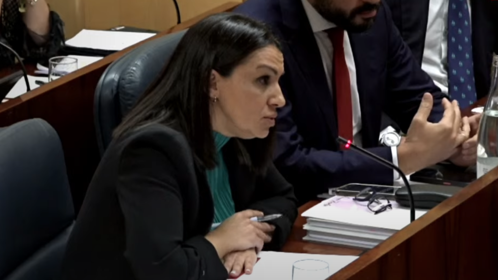 La diputada del PP en la Comunidad de Madrid, Mercedes Zarzalejo, durante la comisión de investigación.