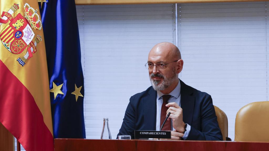 El rector de la Universidad Complutense de Madrid (UCM), Joaquín Goyache, durante su comparecencia en la Asamblea de Madrid.