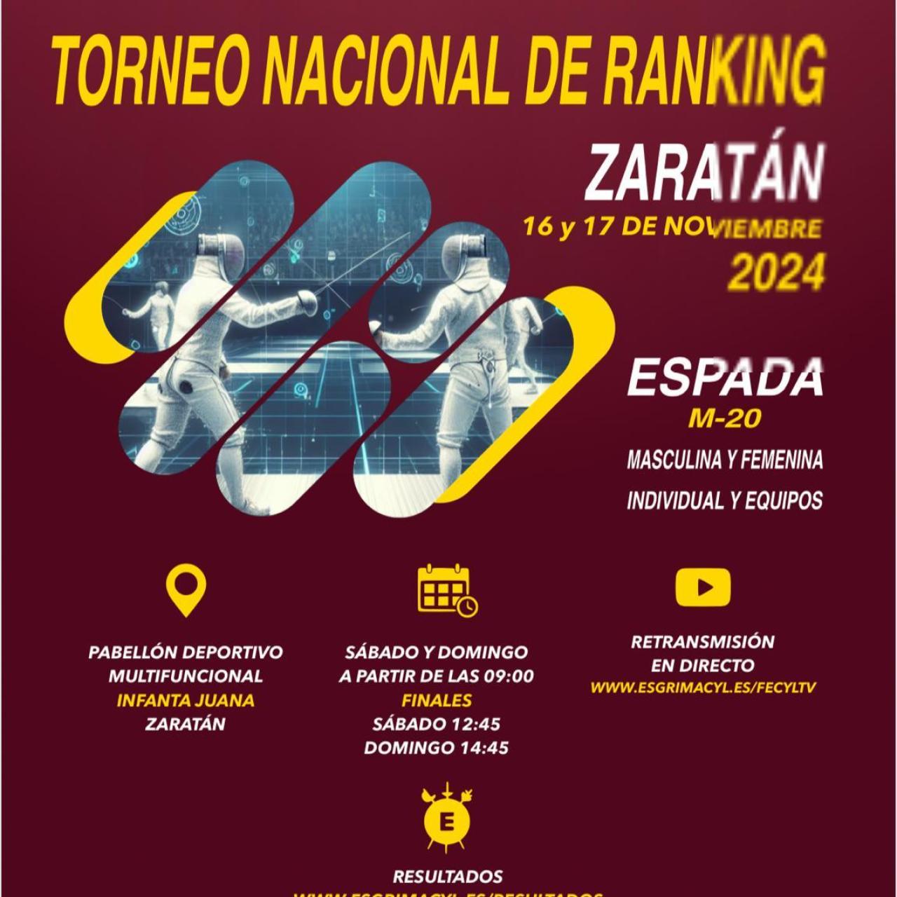 Cartel del Torneo Nacional de Ranking M20 de Espada de Zaratán