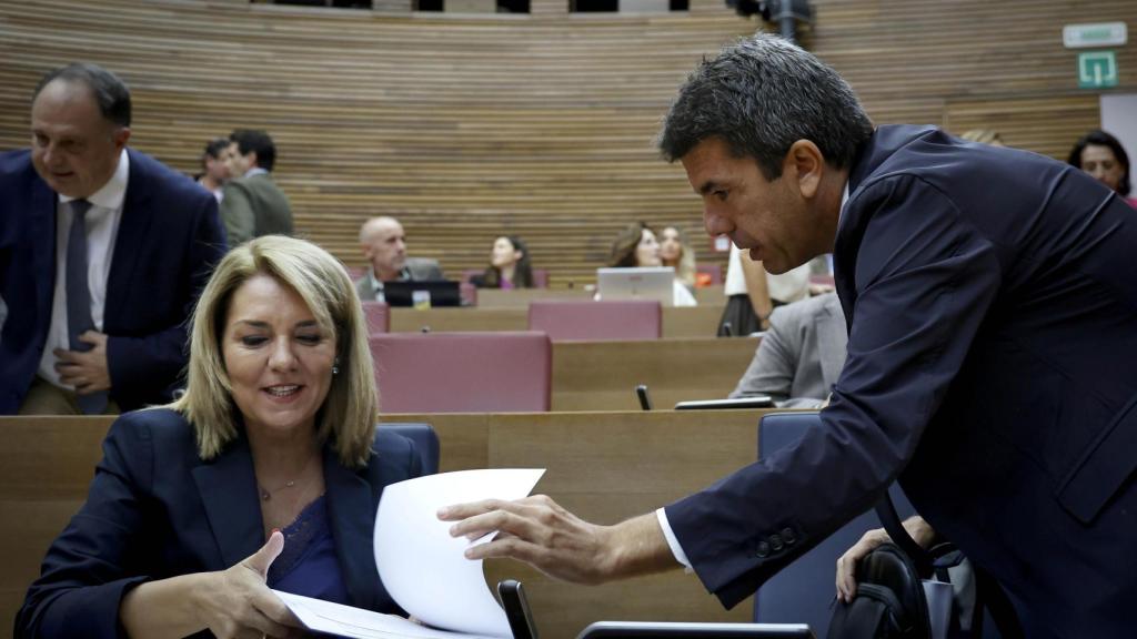 Camarero y Mazón en un pleno de las Cortes Valencianas