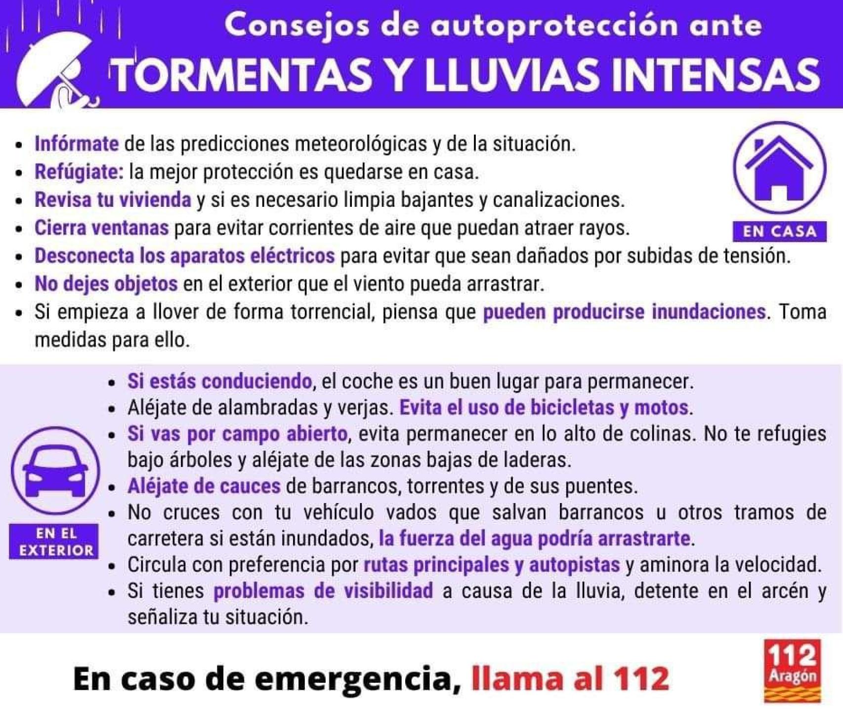 Consejos de autoprotección por lluvias y crecidas.