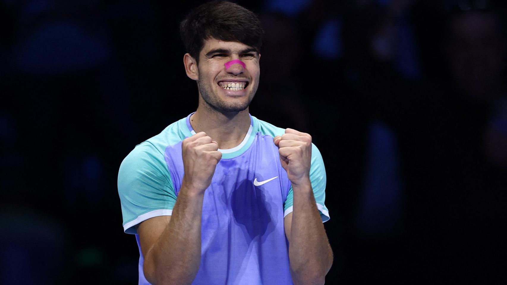 Carlos Alcaraz celebra su victoria ante Rublev.