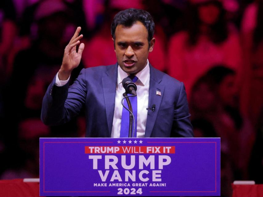 Vivek Ramaswamy, en el mitin trumpista del Madison Square Garden de Nueva York.