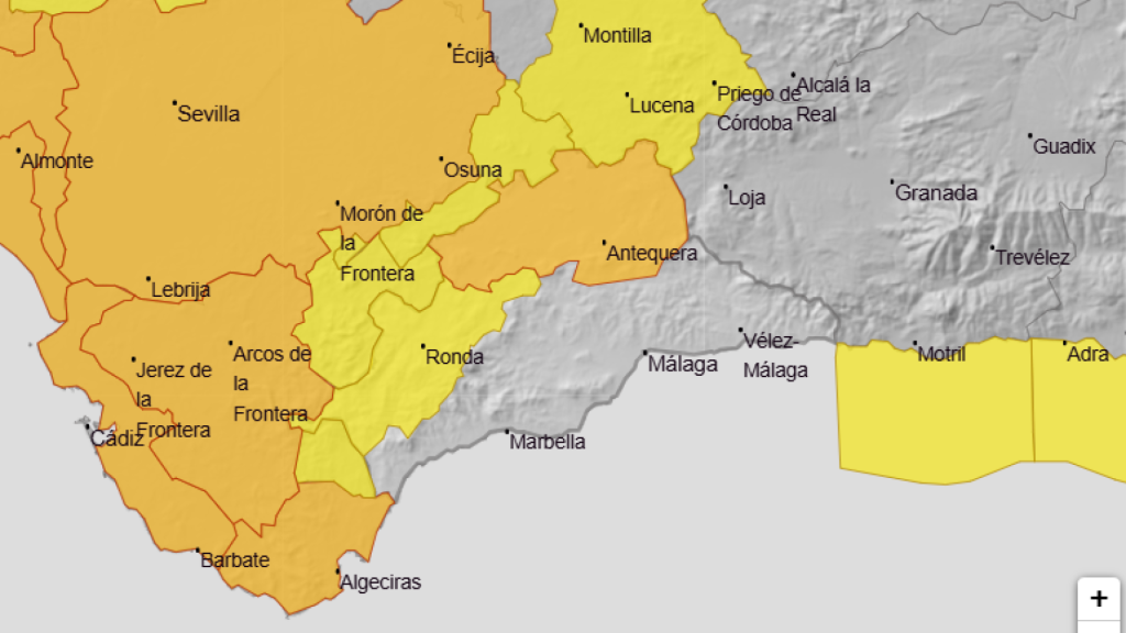 Mapa de alertas de la Aemet.