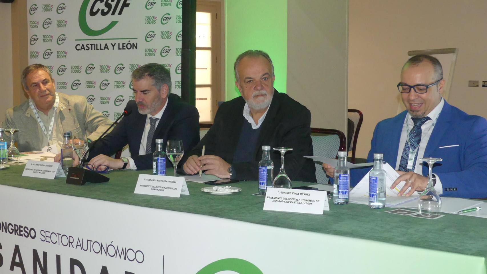 Los dirigentes de CSIF Castilla y León Alfonso Sánchez, Benjamín Castro, Fernando Hontangas y Enrique Vega