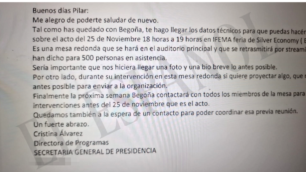 Otro de los correos de Álvarez dirigido a Reale.