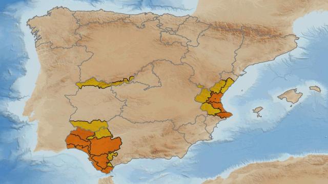 Mapa de alertas de la Aemet.