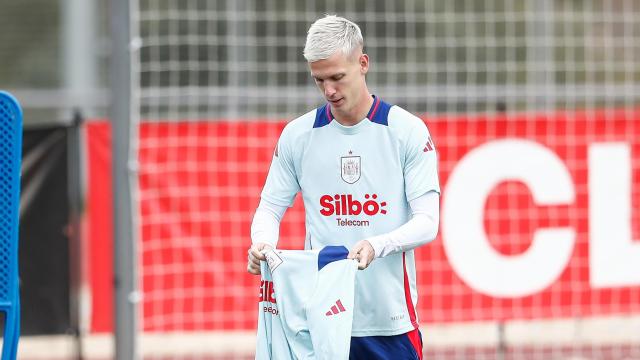 Dani Olmo, en un entrenamiento de la selección española