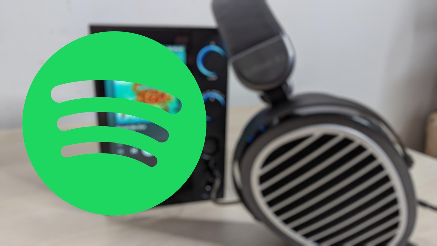 Icono de Spotify sobre un equipo de alta definición