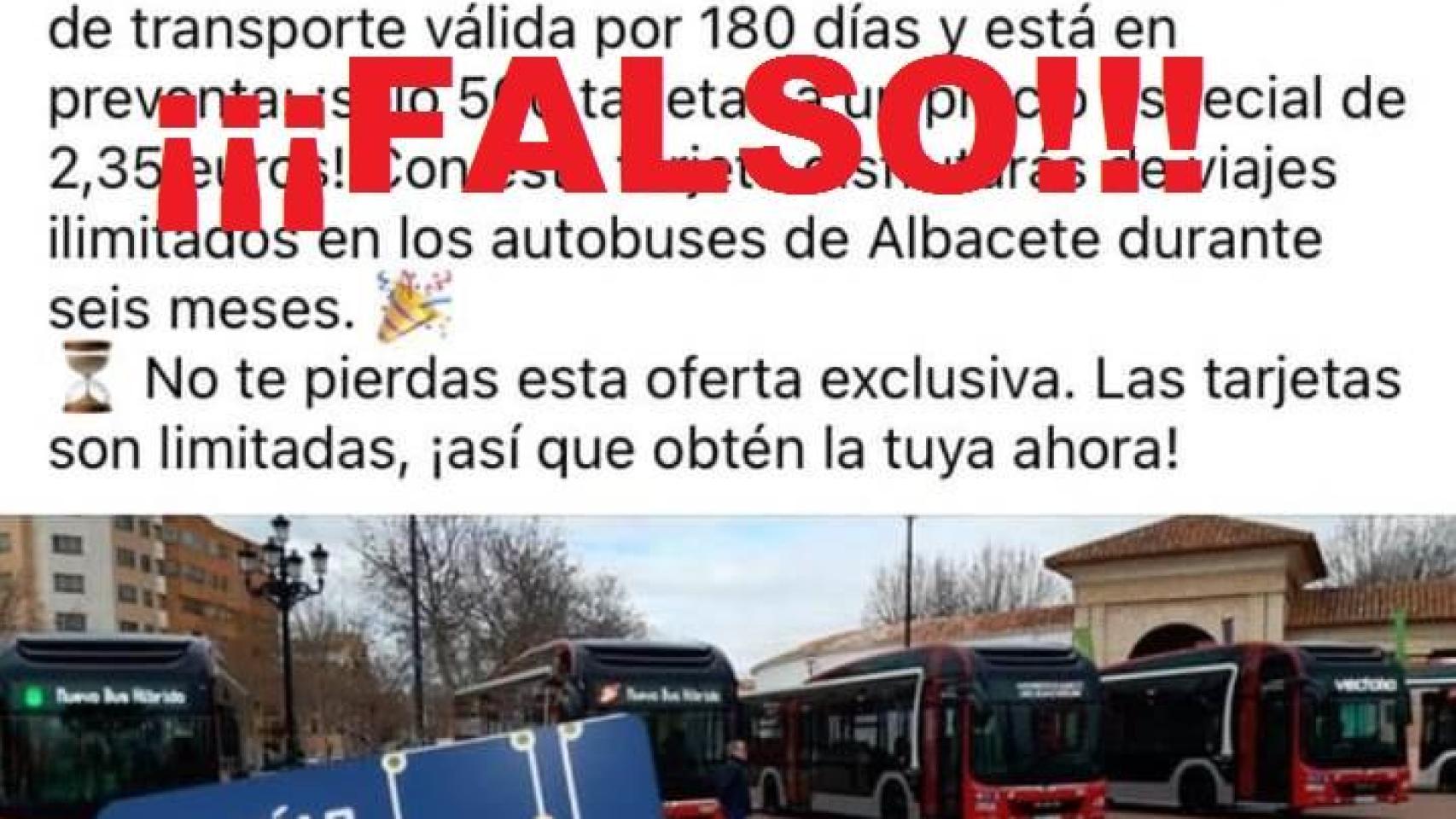 Pantallazo del bulo difundido en Albacete.