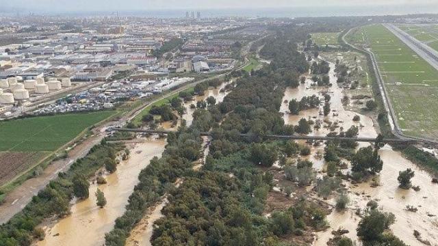 Imagen del río Guadalhorce captada desde el helicóptero de la Policía Nacional.