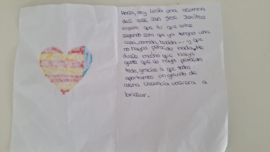 Carta de agradecimiento a los servicios realizados de forma altruista durante la DANA.