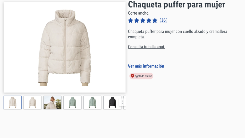 Chaqueta puffer para mujer.