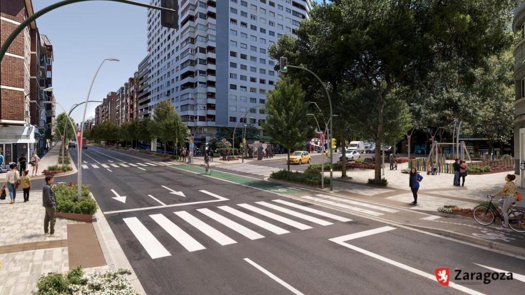 Recreación de la reforma de la avenida Valencia de Zaragoza.