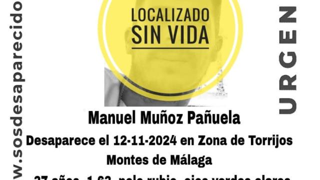 Manuel Muñoz ha sido localizado sin vida.