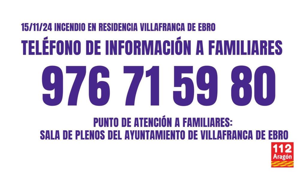 Número de atención a los familiares de los ancianos de la residencia.