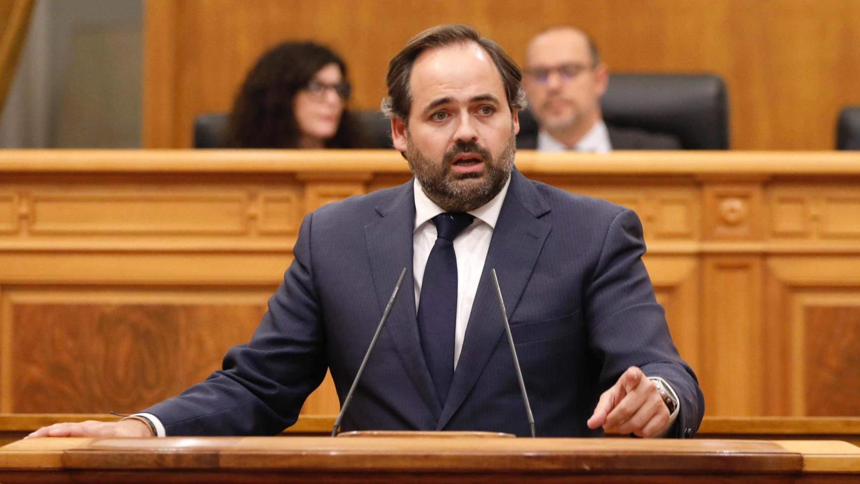 Paco Núñez, presidente del PP de Castilla-La Mancha, este jueves en el Pleno de las Cortes de Castilla-La Mancha.