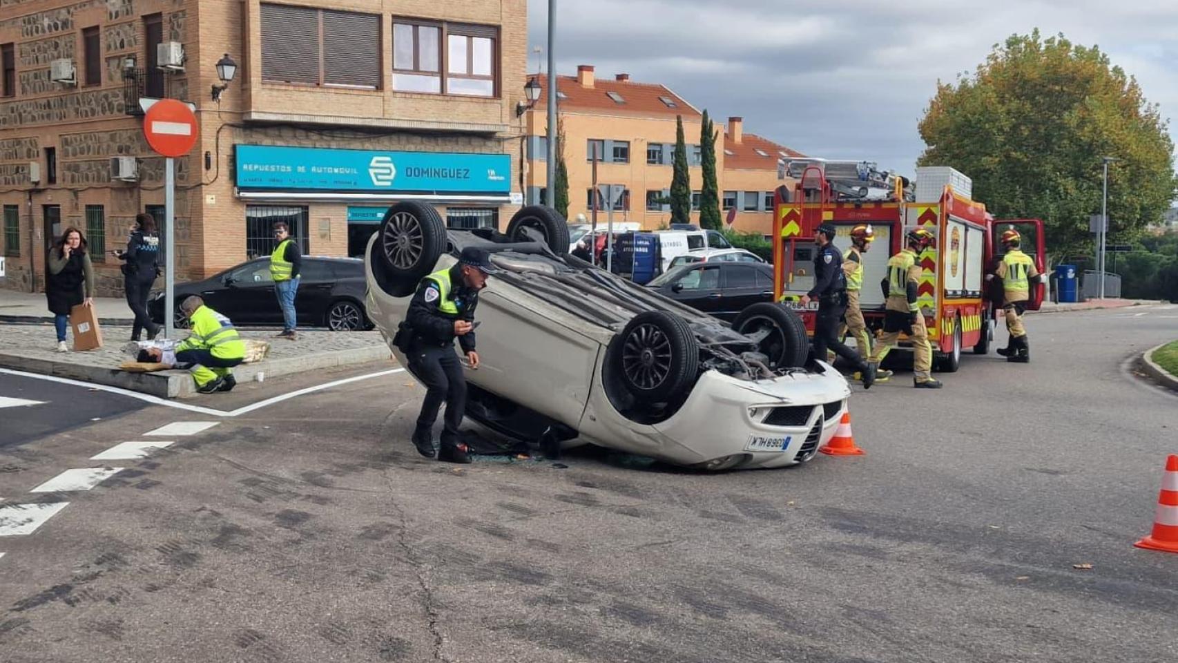 Accidente de tráfico en Toledo. Foto: Bomberos del Ayuntamiento.