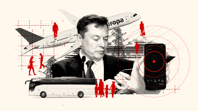 Ilustración sobre Elon Musk y sus planes para ampliar los servicios de conectividad de su empresa Starlink.