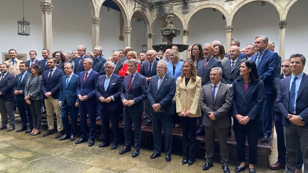 El líder del PP, Alberto Núñez Feijóo, este viernes en Santiago.