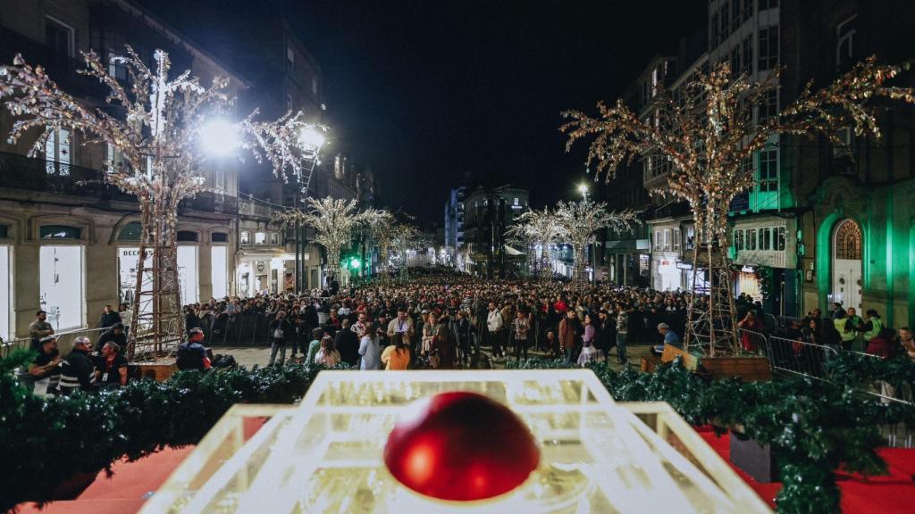 Pulsador de inicio de la Navidad de Vigo.