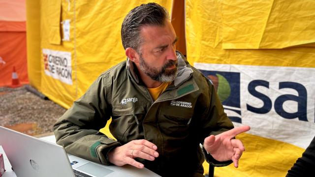 Jorge Escario, en el campamento aragonés en Catarroja.