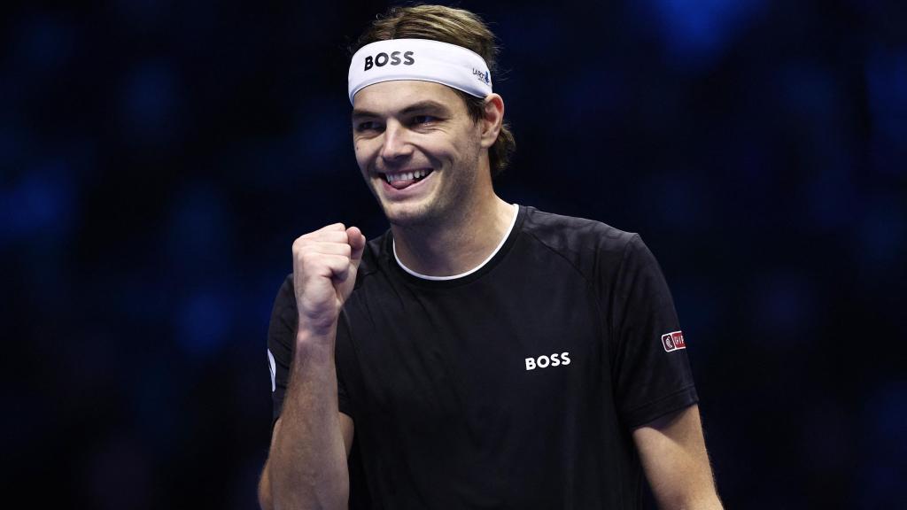 Taylor Fritz celebra un punto en el partido de semifinales ante Zverev.