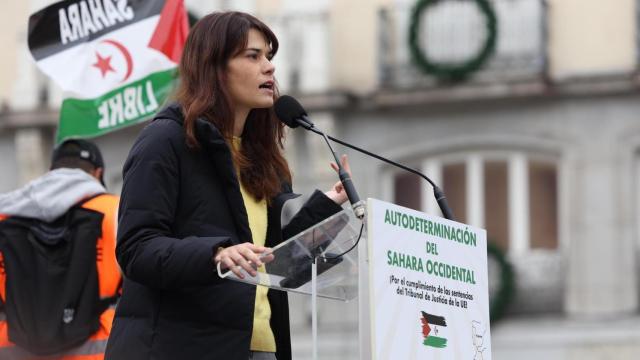 Isa Serra, en la manifestación en favor de la autodeterminación del Sáhara Occidental este sábado.