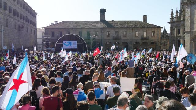 Movilización de Queremos Galego, este domingo en Santiago.