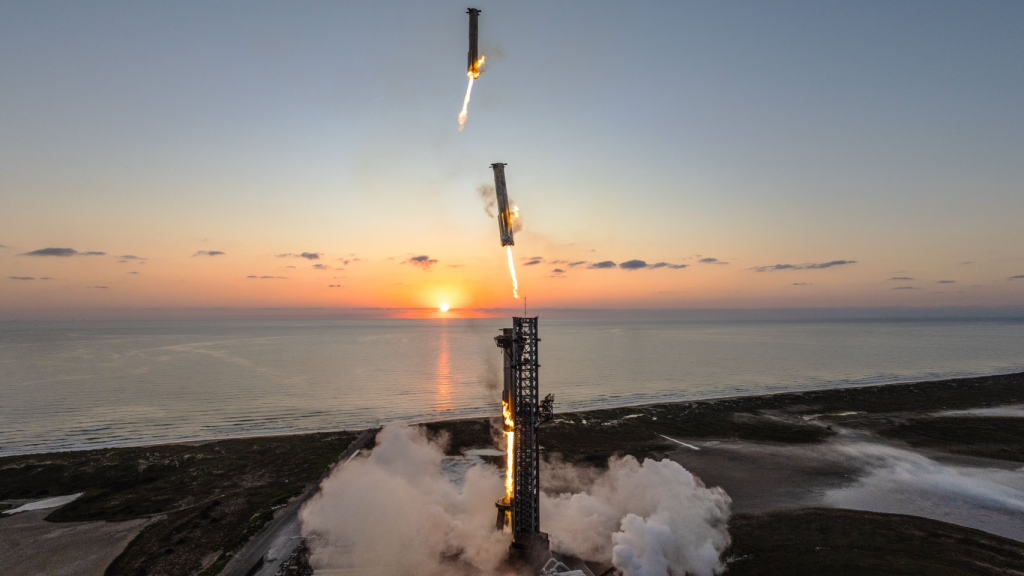 Secuencia de aterrizaje del Falcon Heavy en Mechazilla