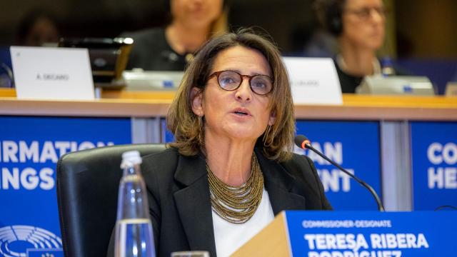 La vicepresidenta tercera, Teresa Ribera, durante su examen de la semana pasada en la Eurocámara