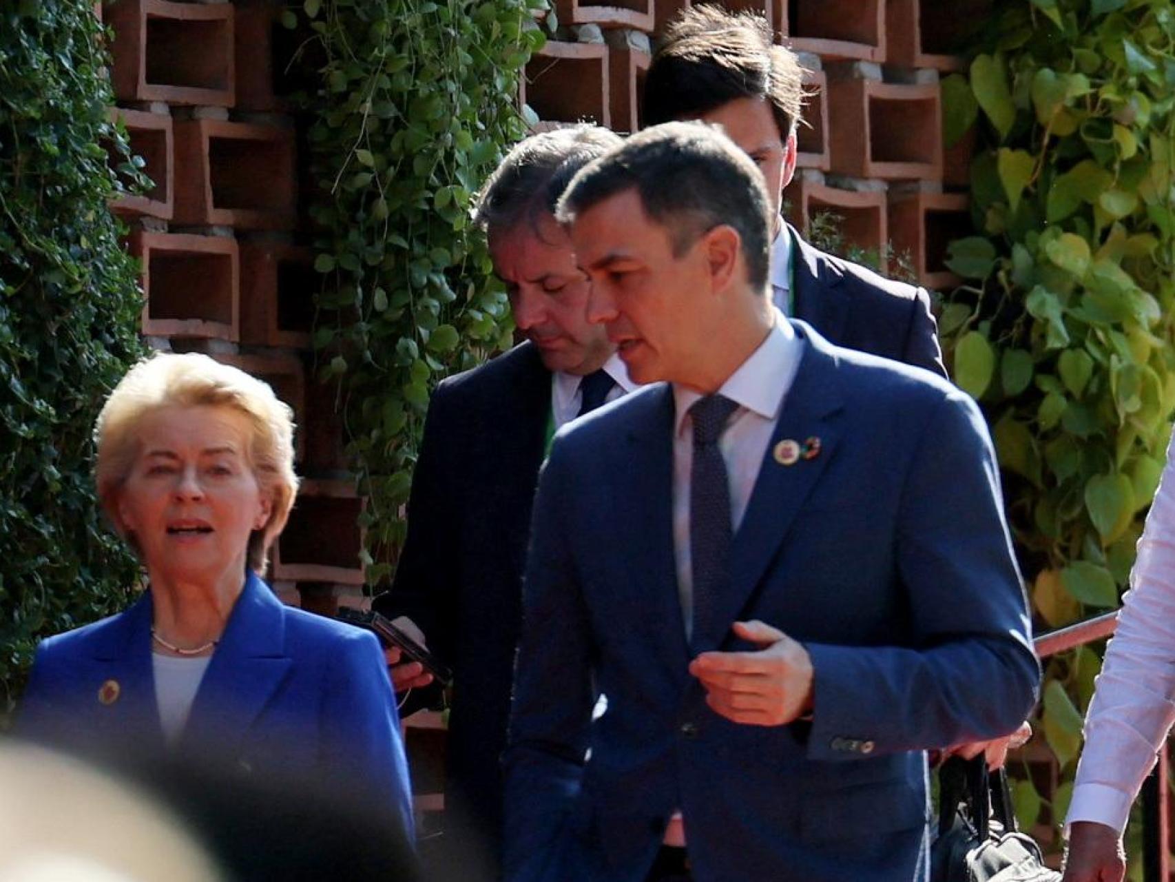 La presidenta de la Comisión Europea, Von der Leyen, y el presidente Sánchez, este lunes en la cumbre del G20 en Río de Janeiro (Brasil).