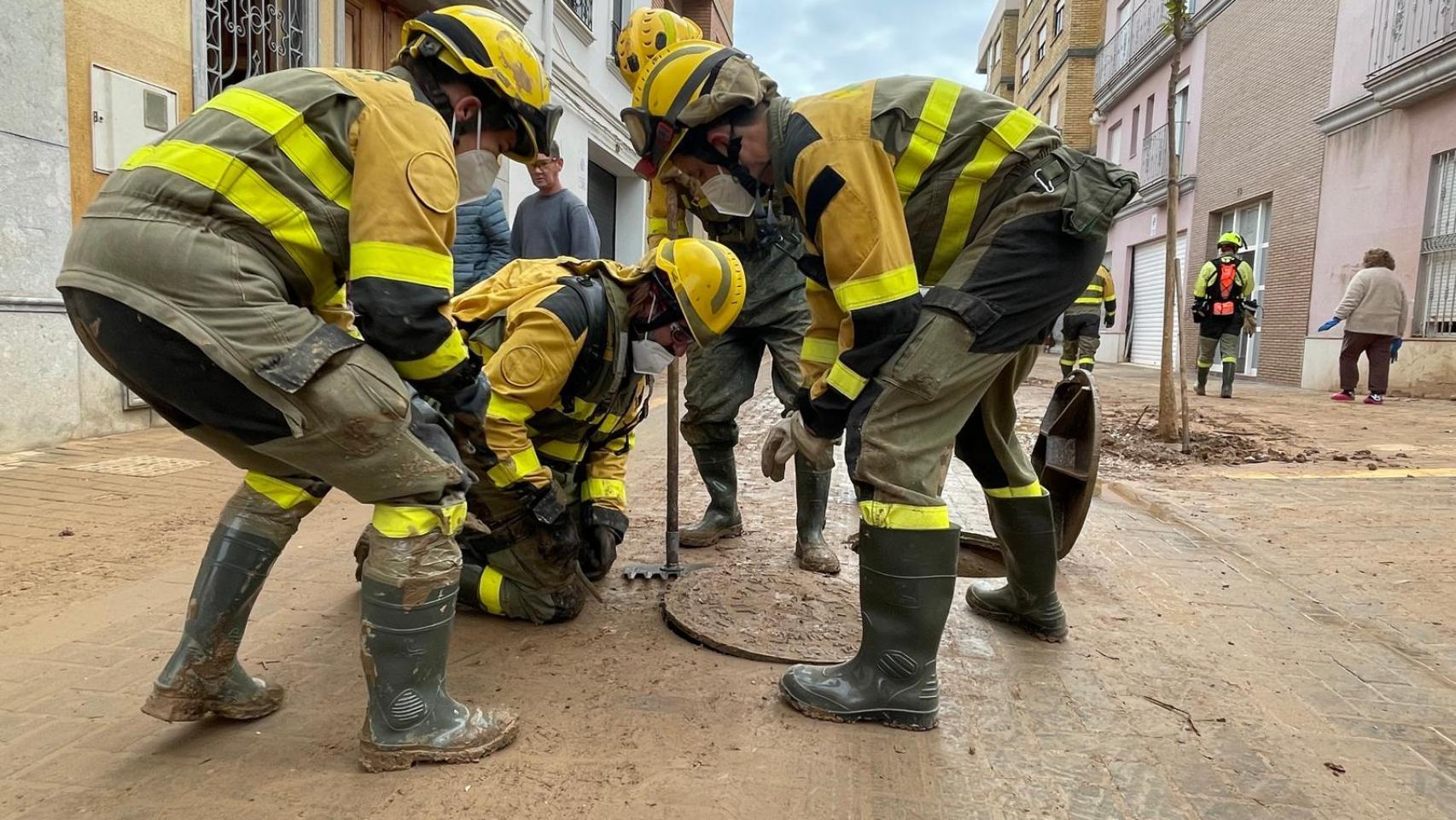 Los efectivos aragoneses, en Catarroja.