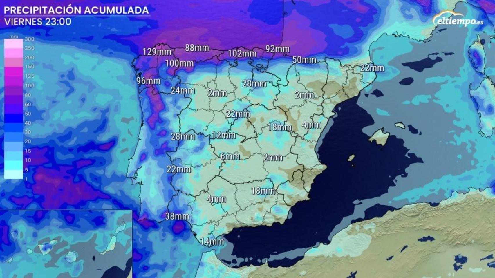 Hasta el final del viernes podrían acumularse más de 100 mm de lluvia en el norte