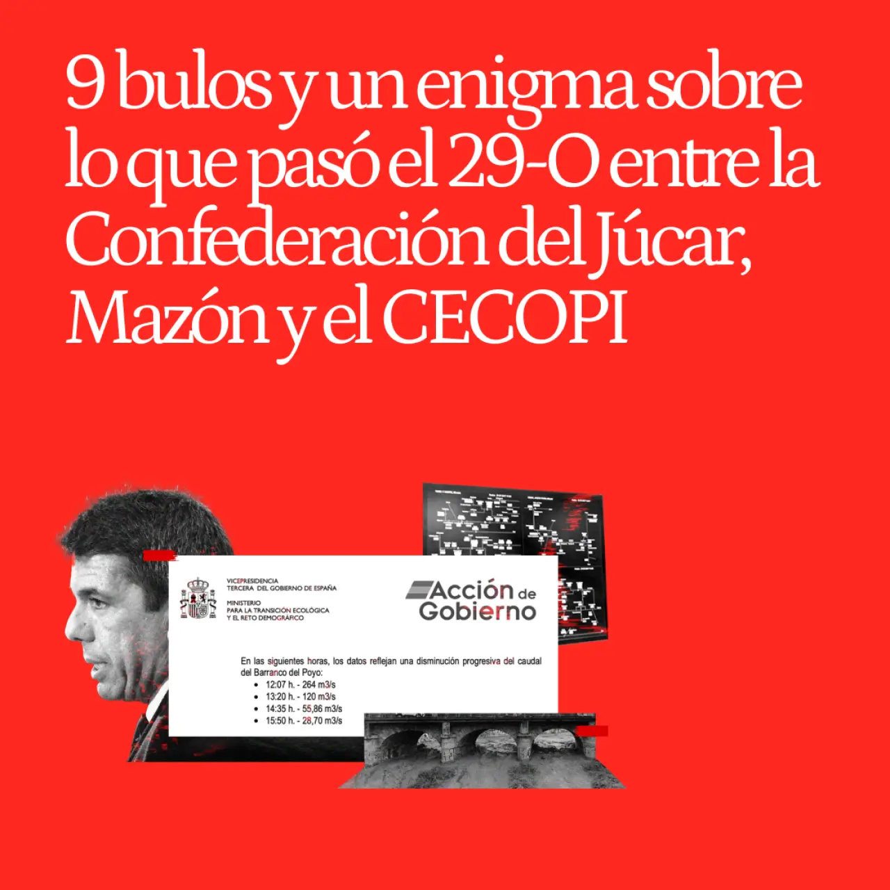 Nueve bulos y un gran enigma sobre lo que pasó el 29-O entre la Confederación del Júcar, Mazón y el CECOPI