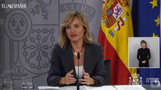 Pilar Alegría este martes en la rueda de prensa posterior al Consejo de Ministros.