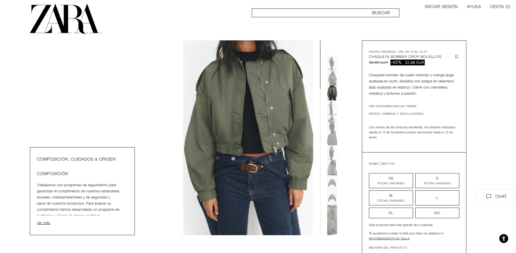 Chaqueta bomber de Zara.