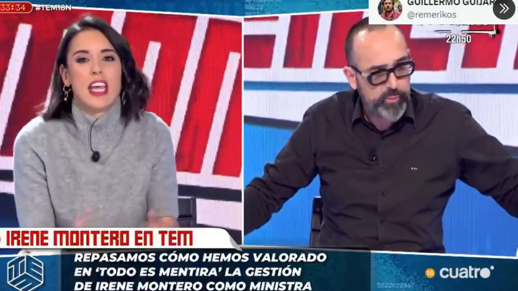 Irene Montero durante el programa de televisión.