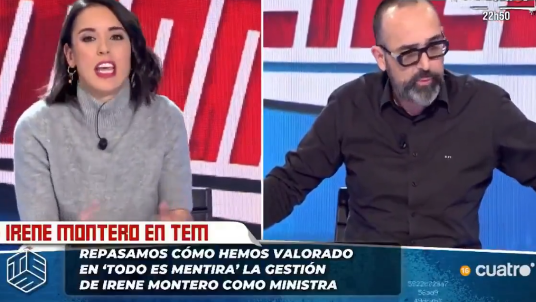 Irene Montero durante el programa de televisión.